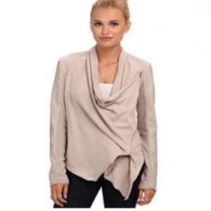 Blank NYC Blush Faux Leather Sweater Draped Asymmetrical Zip Jacket Size M